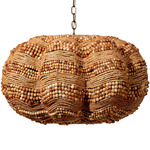 Clamshell Chandelier - Antique Brass / Natural Wood