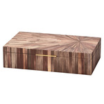 Palm Marquetry Box - Antique Brass / Brown