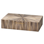 Palm Marquetry Box - Antique Brass / Gray