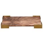 Palm Marquetry Tray - Antique Brass / Brown