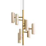 Black Note Chandelier - Gold / Ivory White Wood