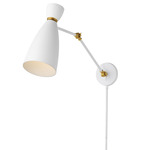 Carillon Swing Arm Plug In Wall Sconce - Satin Brass / White