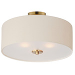 Bongo Convertible Semi Flush Light - Natural Aged Brass/ Oatmeal