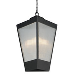 Triform Outdoor Pendant - Black / Brass / Clear Ribbed