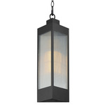 Triform Outdoor Tall Pendant - Black / Brass / Clear Ribbed