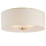 Bongo Ceiling Flush Light - Natural Aged Brass / Oatmeal