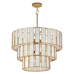 Miramar Multi Tier Chandelier - Aged Brass / Capiz