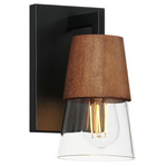 Carpenter Wall Sconce - Black / Walnut / Clear