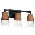 Carpenter Bathroom Vanity Light - Black / Walnut / Clear