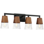 Carpenter Bathroom Vanity Light - Black / Walnut/ Clear