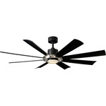 Aura Smart Ceiling Fan with Light - Brushed Nickel / Matte Black / Matte Black