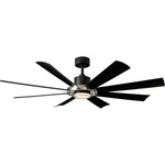 Aura Smart Color-Select Ceiling Fan with Light - Brushed Nickel / Matte Black / Matte Black