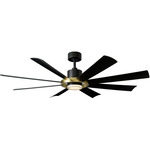 Aura Smart Ceiling Fan with Light - Soft Brass / Matte Black / Matte Black