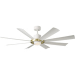 Aura Smart Color-Select Ceiling Fan with Light - Soft Brass / Matte White / Matte White
