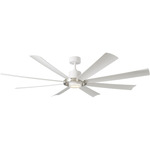 Aura Smart Ceiling Fan with Light - Brushed Nickel / Matte White / Matte White