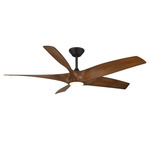 Zephyr 5 Smart Ceiling Fan with Color Select Light - Matte Black / Distressed Koa