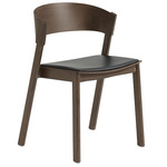Cover Side Chair - Black Leather + Stained Dark Brown