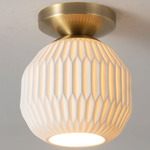 Moraga Bone Porcelain Ceiling Light - Weathered Brass / Bone Porcelain