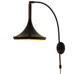 Lodi Plug-In Wall Sconce - Matte Black / Walnut