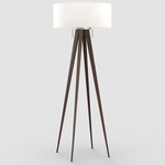 Quattro Floor Lamp - Weathered Brass / Dark Walnut / White Linen