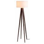 Quattro Floor Lamp - Weathered Brass / Dark Walnut / White Linen