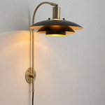 Rancho Mirage Plug-In Wall Sconce - Weathered Brass / Matte Black