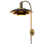 Rancho Mirage Plug-In Wall Sconce - Weathered Brass / Matte Black