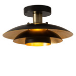 Rancho Mirage Semi Flush Ceiling Light - Matte Black / Gold