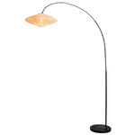 Roswell Arc Floor Lamp - Matte Black / White Linen