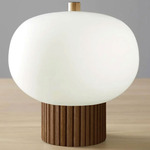 Tambo Accent Table Lamp - Weathered Brass / Dark Walnut / White