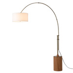 Tambo Arc Floor Lamp - Weathered Brass / Dark Walnut / White Linen