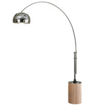 Tambo Arc Floor Lamp - Weathered Brass / Natural Ash / White Linen