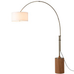 Tambo Arc Floor Lamp - Weathered Brass / Natural Ash / White Linen