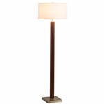 Tambo Floor Lamp - Weathered Brass / Dark Walnut / White Linen