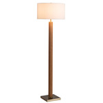 Tambo Floor Lamp - Weathered Brass / Natural Ash / White Linen
