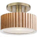 Tambo Semi Flush Ceiling Light - Weathered Brass / Natural Ash