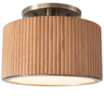 Tambo Semi Flush Ceiling Light - Weathered Brass / Natural Ash