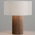Tambo Table Lamp - Weathered Brass / Dark Walnut / White Linen