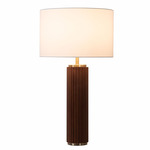 Tambo Table Lamp - Weathered Brass / Dark Walnut / White Linen