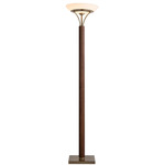 Tambo Torchiere Floor Lamp - Weathered Brass / Dark Walnut / Opal