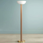 Tambo Torchiere Floor Lamp - Weathered Brass / Natural Ash / Opal
