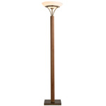 Tambo Torchiere Floor Lamp - Weathered Brass / Natural Ash / Opal