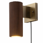 Tambo Wall Sconce - Weathered Brass / Dark Walnut