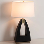 Trina Table Lamp with Round Shade - Ebony Brown / White Linen