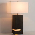 Zen Standing Table Lamp - Weathered Brass / Ebony / White Linen