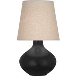 June Table Lamp - Matte Obsidian / Buff Linen