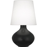 June Table Lamp - Matte Obsidian / Oyster Linen