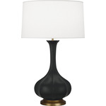 Pike Table Lamp - Matte Obsidian / Pearl Dupioni