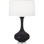 Pike Table Lamp - Matte Obsidian / Pearl Dupioni