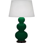 Triple Gourd Table Lamp - Jungle / Pearl Dupioni